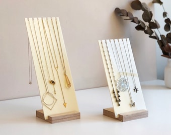 Necklace display stand | Acrylic and wood necklace holder | Pendant and necklace display bust | Jewelry stand for shops and craft shows