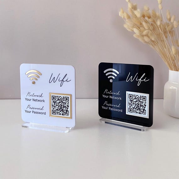 Wifi QR code sign | Acrylic wifi sign for guests | Small business wifi sign | Scan for wifi custom sign