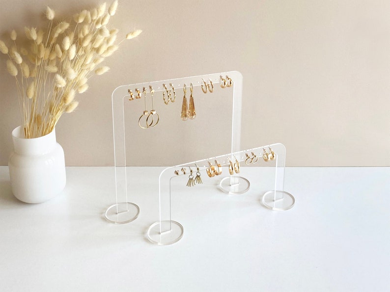 Earring display Earring stand Stud, hoop and dangle earring holder Clear acrylic jewelry display image 1