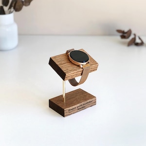 Watch stand with wood and brass | Personalized single watch stand | Watch holder gift