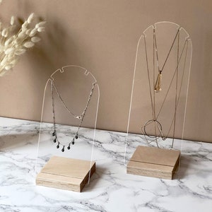 Necklace Display Stand Clear Acrylic and Wood Necklace - Etsy