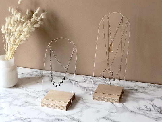 MIA Necklace Display, Clear Acrylic Necklace Stand, Craft Fair Display,  Store Display for Jewelry, Necklace Holder, Arch Necklace Display 