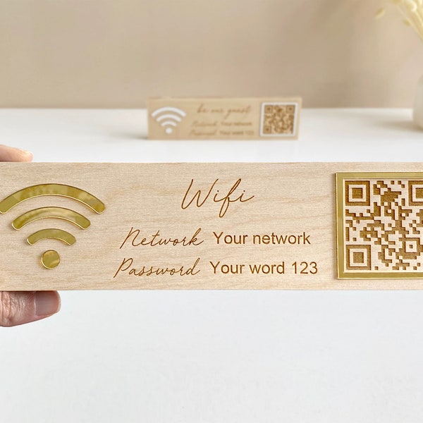 Wifi QR code sign for guests | Wifi password sign | Personalized wifi network sign | Scan for wifi custom sign