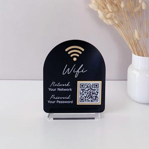 Arch Wifi Sign | Acrylic Wifi QR Code Sign for Guests | Small Business ...
