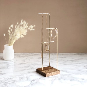 Earring Stand | Earring Display | Jewelry Stand | Brass Wood | Earring Holder | Jewelry Display | Necklace Stand | Necklace Holder