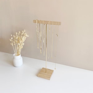 Necklace display stand Necklace organizer Necklace stand Necklace holder Jewelry display stand Jewelry organizer Light stain - Tall