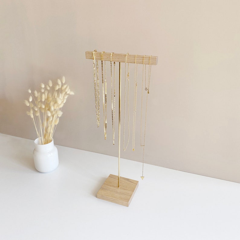 Necklace display stand Necklace organizer Necklace stand Necklace holder Jewelry display stand Jewelry organizer Light stain - Tall