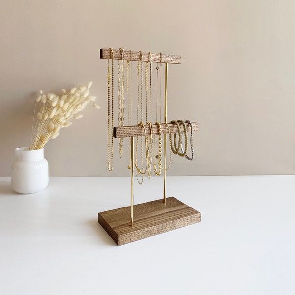 Jewelry Display | Jewelry Stand | Earring Display | Brass Wood | Earring Stand | Necklace Stand | Jewelry Rack | Earring Holder