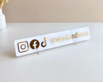Acrylic social media handle sign | Small business logo sign | Acrylic Username Tag | Instagram - Facebook custom sign | Boutique plaque