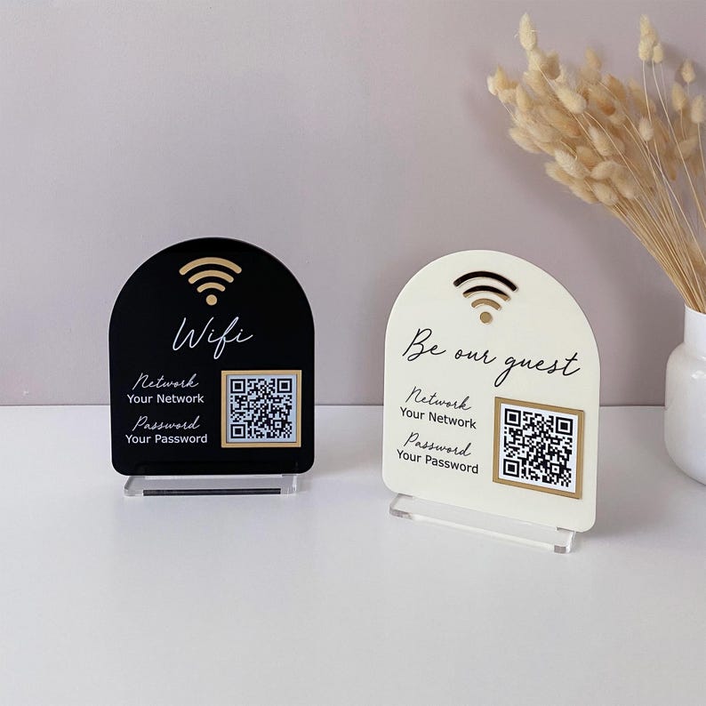 Arch Wifi Sign | Acrylic Wifi QR Code Sign for Guests | Small Business ...