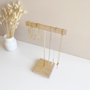 Necklace display stand Necklace organizer Necklace stand Necklace holder Jewelry display stand Jewelry organizer Light stain - Short