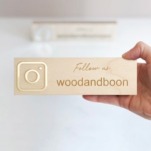 Social media sign | Small shop wooden sign | Minimalist business signage | Instagram - Facebook custom sign | Boutique plaque