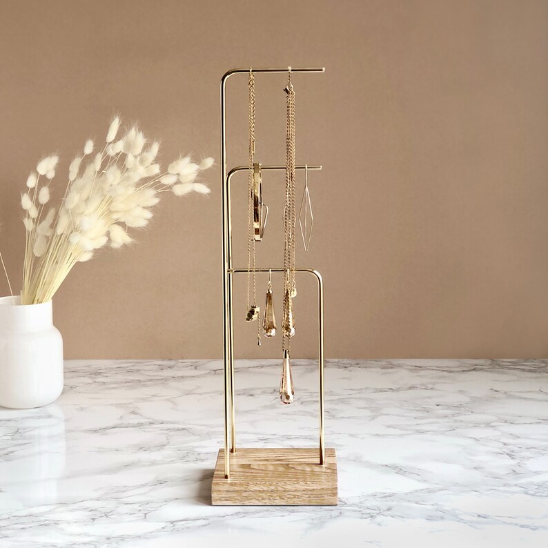 Earring Stand Earring Display Jewelry Stand Brass Wood - Etsy