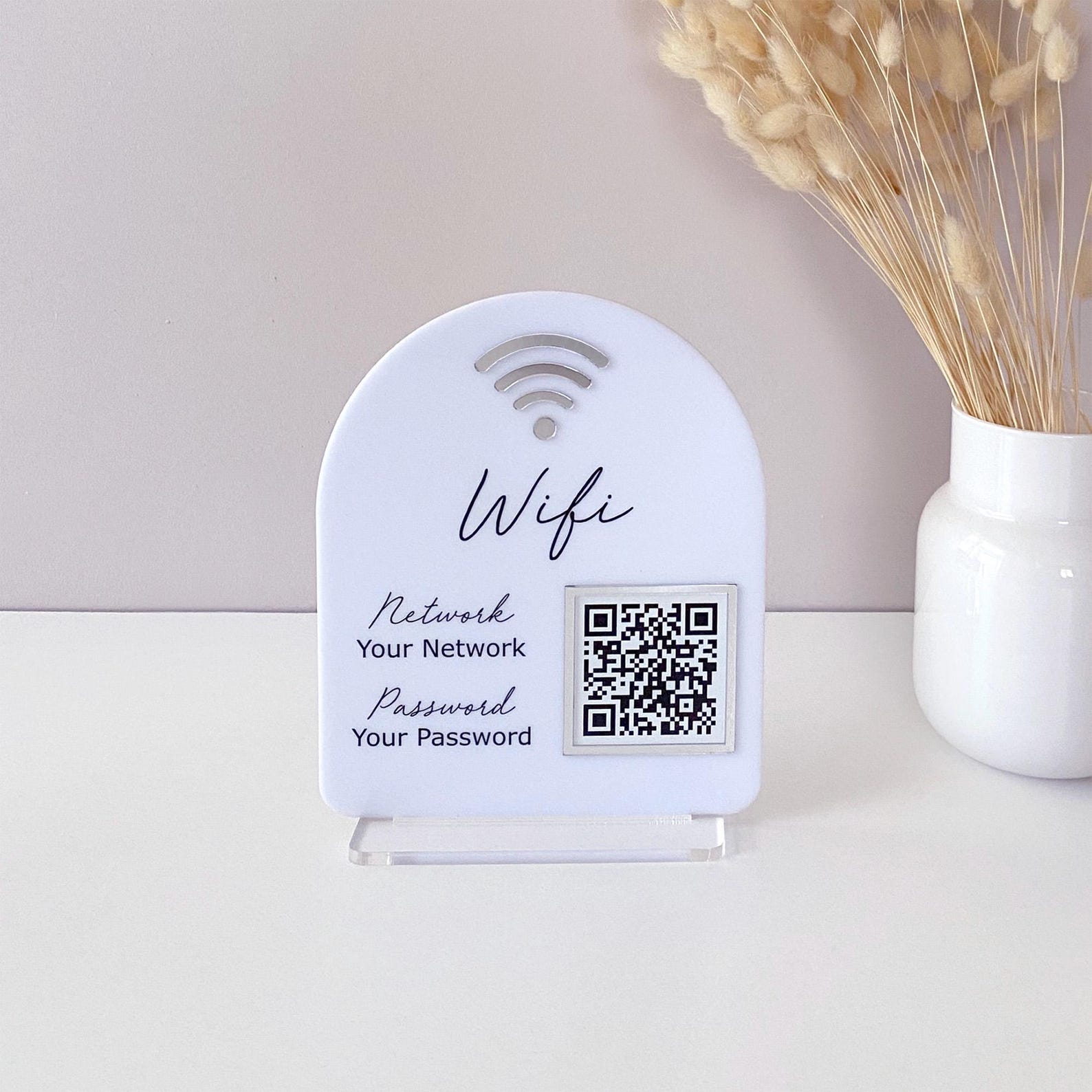 Arch Wifi Sign | Acrylic Wifi QR Code Sign for Guests | Small Business ...