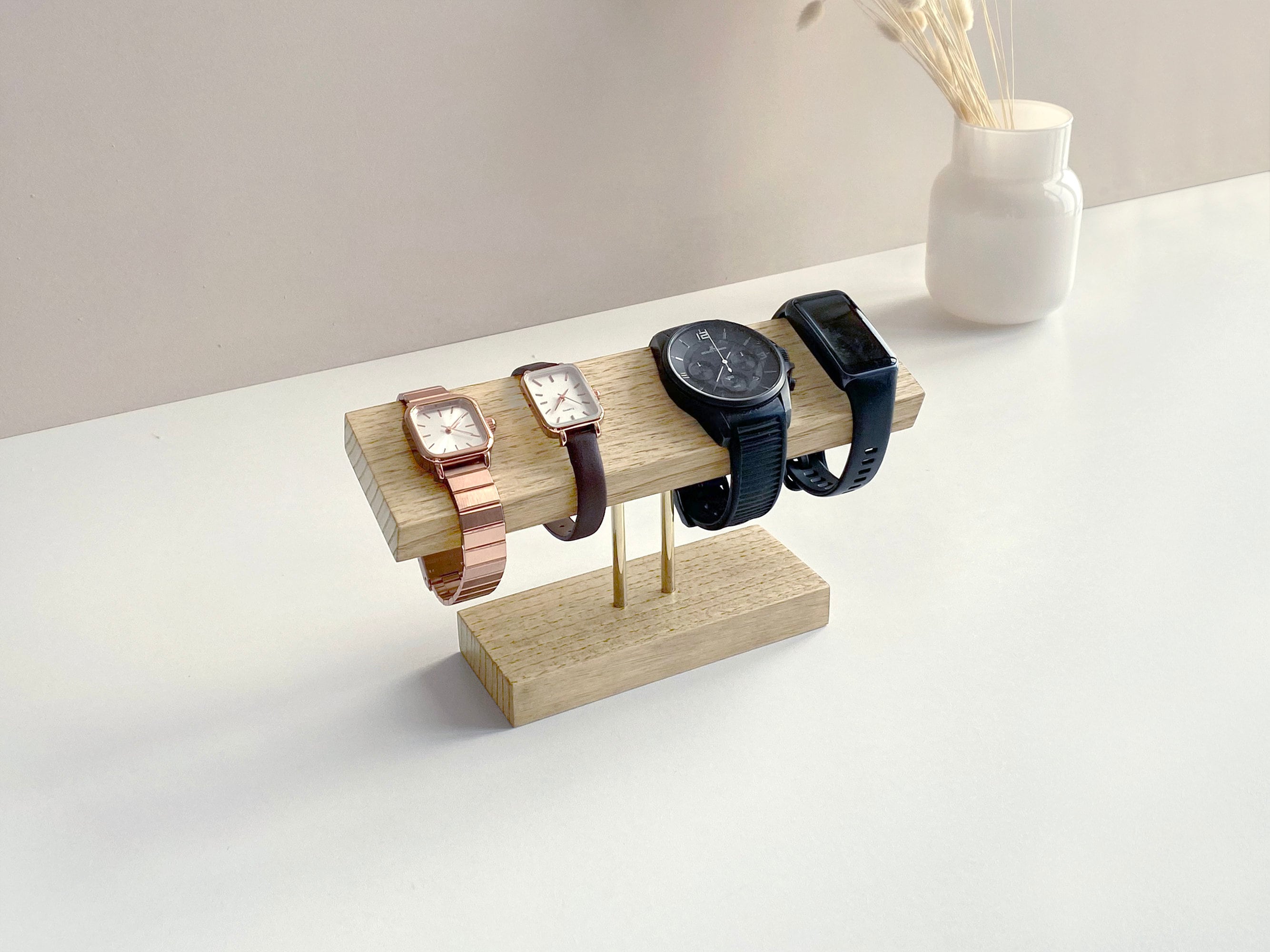 Watch Stand Watch Holder Watch Display Wood and Brass Etsy