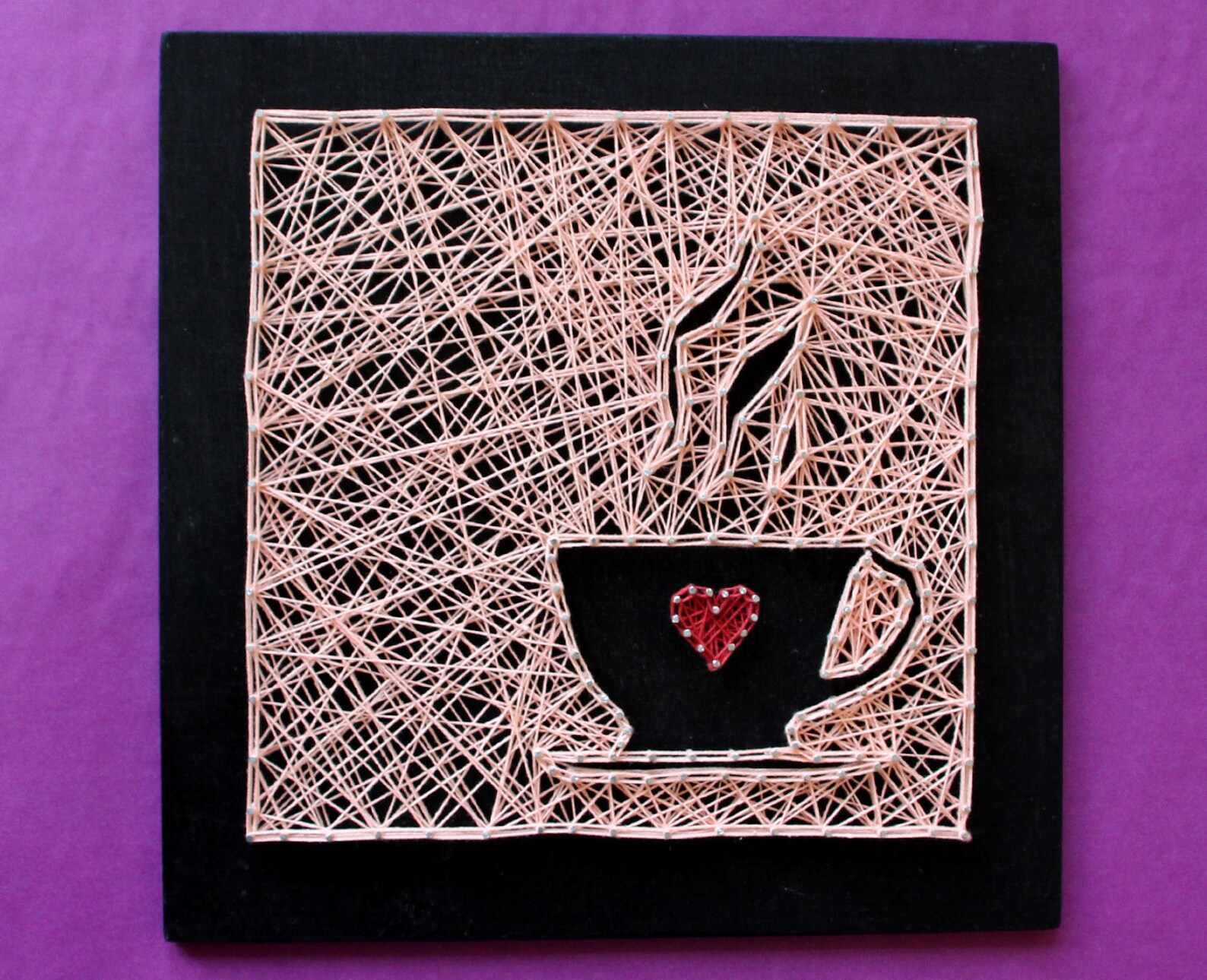 Coffee Cup String Art Coffee Mug Wall Decor Coffee Brown | Etsy