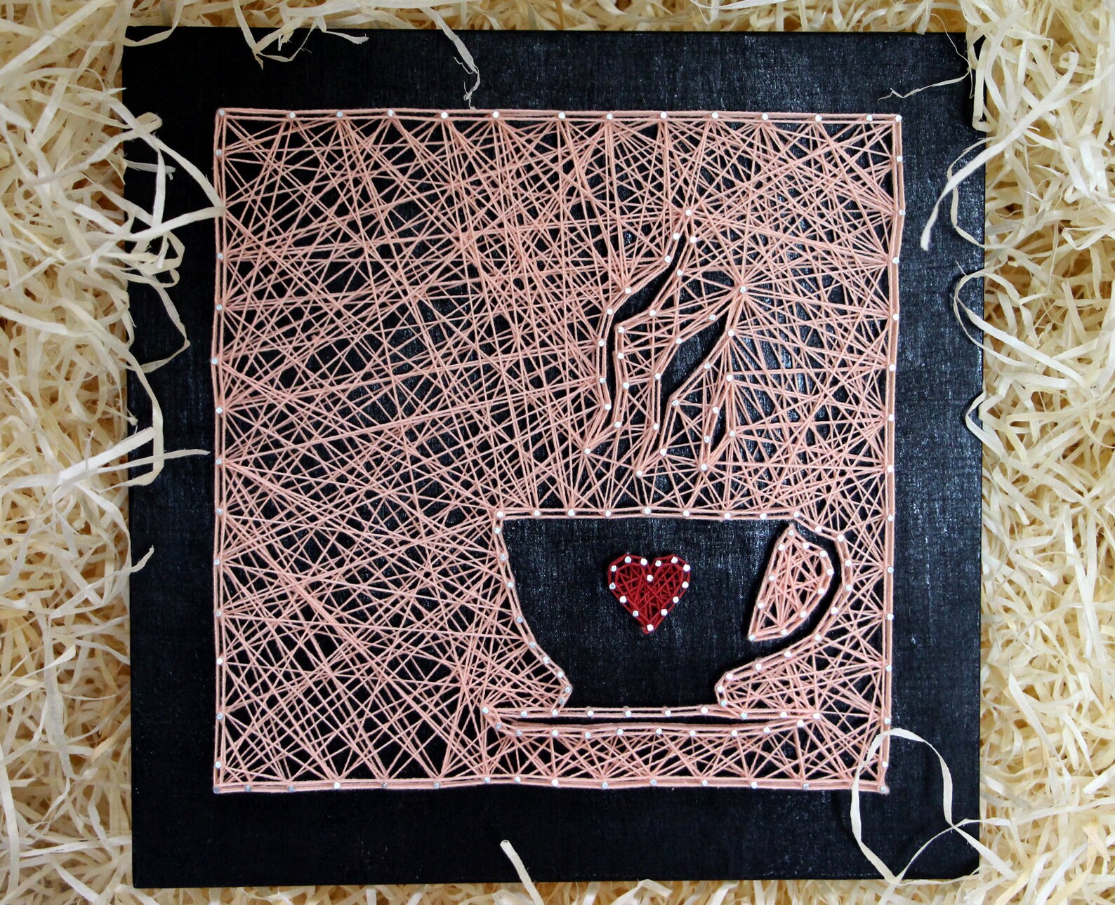 Coffee Cup String Art Coffee Mug Wall Decor Coffee Brown | Etsy