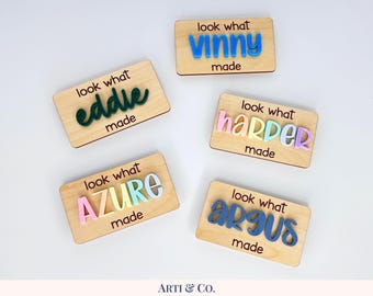 Personalized Look What I Made Magnet | Child Artwork Display Magnet | Refrigerator Magnet | Home Decor