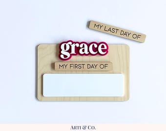Personalized First Day/Last Day of School Sign with Interchangeable Name | First Day/Last Day of School Photo Prop