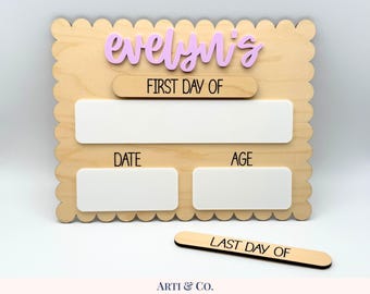 Personalized First Day/Last Day of School Sign with Scalloped Edge | First Day/Last Day of School Photo Prop