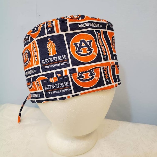 Unisex scrub cap,  made with licensed auburn fabric