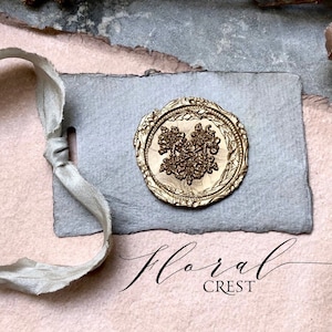 Floral Crest Wax Seals, Wax Seals, Wax Seal, Self Adhesive Wax Seals, Foliage Wax Seals, Floral Wax Seals, Botanical Wax Seal, Botanical