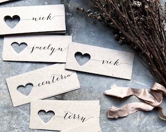 Wedding Place Cards, Place Cards, Name Tag, Wedding Name Tags, Heart Name Tags, Heart Place Cards, Name Tags Wedding, Rustic Wedding Tags