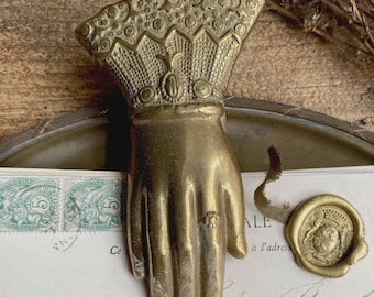 Antique French Mail Clip, Victorian Hand Clip, Mail Clip, Antique Mail Clip, Antique Letter Clip, Antique Brass Letter Clip, French Antiques