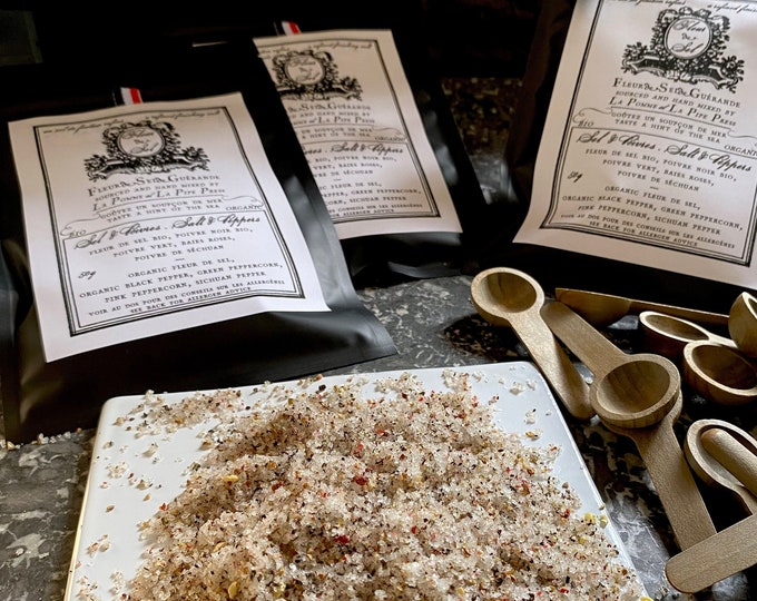Salt and Pepper, Sel et Poivre, Fleur de sel avec grains de poivre , Fleur de Sel, French Sea Salt, Premium French Salt, Salt and Pepper