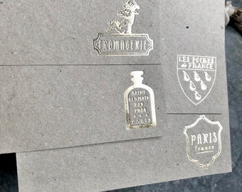 Tarjetas de notas francesas, Tarjetas de notas, Notelets, Notelets franceses, Tarjetas de notas de París, Tarjetas de notas de papel kraft, Tarjetas de notas con lámina dorada, Impresiones con lámina dorada
