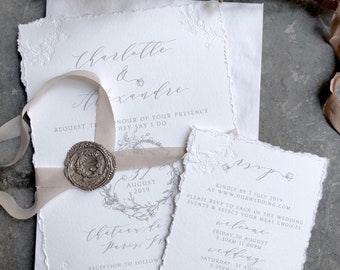 Suite de faire-part Les Tuileries, Faire-part de mariage, Faire-part de mariage, Faire-parts bordé taupe, Faire-part de mariage, Faire-part de mariage botanique