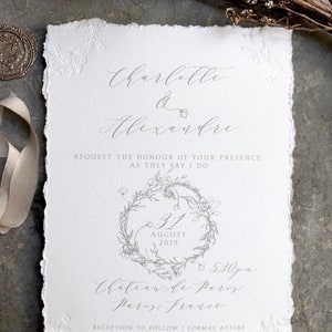 Convite Les Tuileries, convites de casamento, convite de casamento, convites Deckle Edge, convites de casamento, Faire Part Mariage, Faire Part