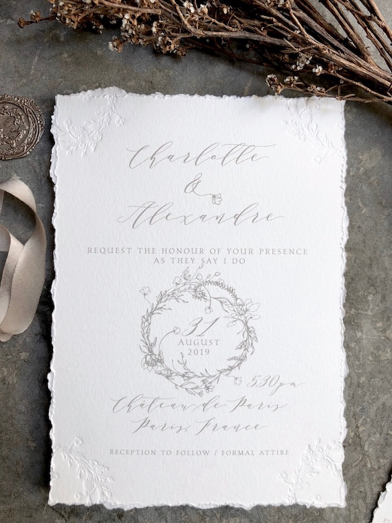 Les Tuileries Invitation, Wedding Invitations, Wedding Invitation, Deckle Edge Invitations, Wedding Invites, Faire Part Mariage, Faire Part