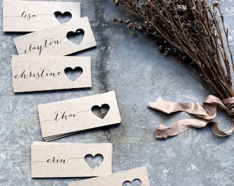 Wedding Place Cards, Place Cards, Name Tag, Wedding Name Tags, Heart Name Tags, Heart Place Cards, Name Tags Wedding, Rustic Wedding Tags