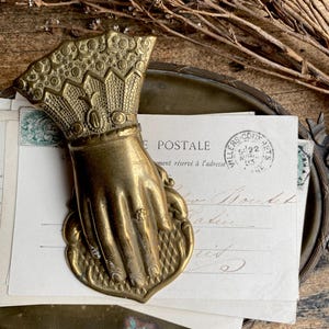 Antike Französische Postklammer, Viktorianische Hand Klammer, Mail Clip, Antike Postklammer, Antike Briefklammer, Antike Messing Briefklammer, Französische Antiquitäten