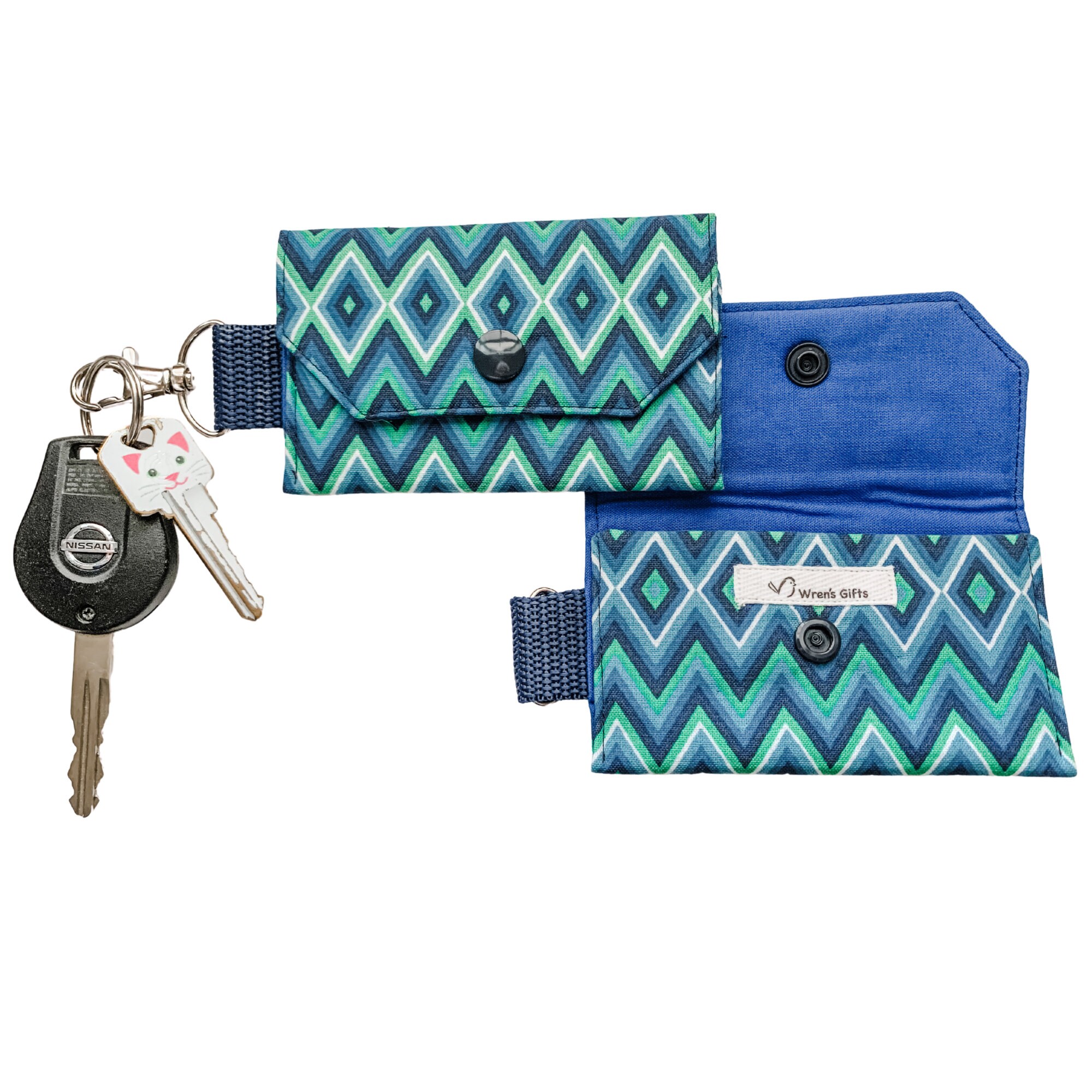 Credit Card Keychain ID Wallet Floral Handmade Small Keychain Etsy