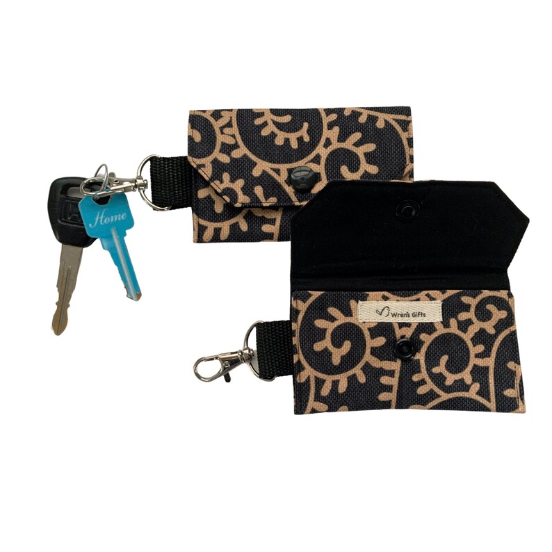 Credit Card Keychain ID Wallet Floral Handmade Small Keychain Etsy