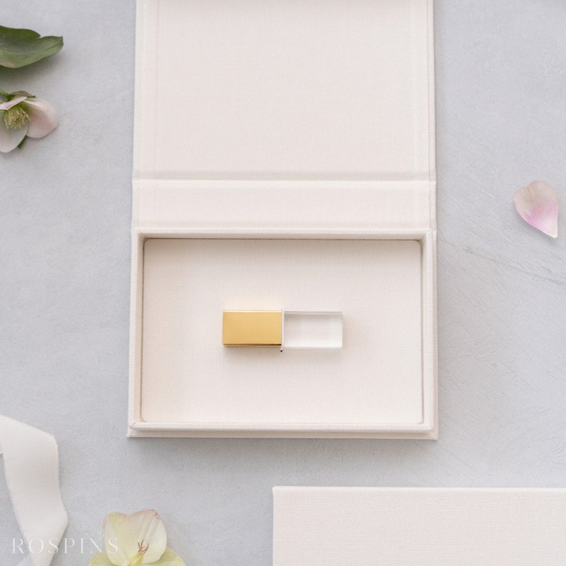 Linen USB Box - Creamy White