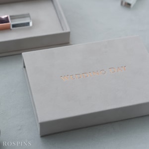 Velvet USB box - Pale Grey | Custom USB box foil stamped with logo or texts | with USB drive