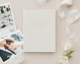 Velvet Matted Folio - Champagner | Benutzerdefinierte Größe Folio | Folienprägung mit Logo oder Texten