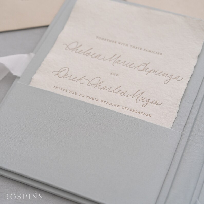 Linen Invitation Folio - Beau Blue | Custom Size | Foil Stamped With ...