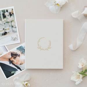 Linen Matted Folio - Creamy White | Custom size folio | Foil Stamped with logo or texts