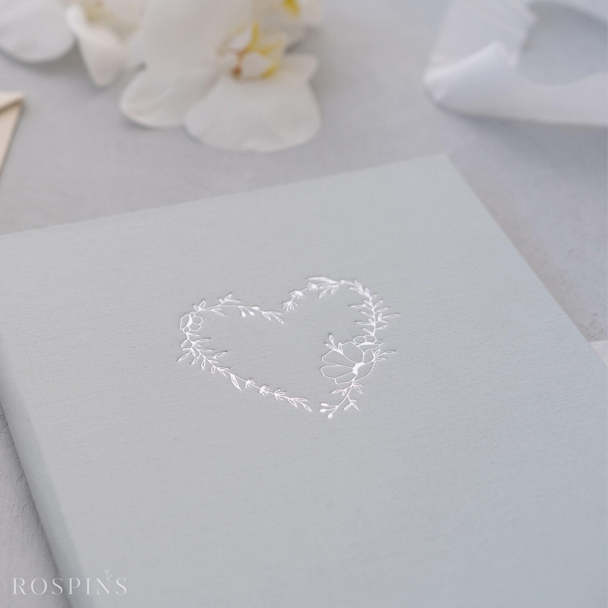 Linen Invitation Folio - Beau Blue | Custom Size | Foil Stamped With ...