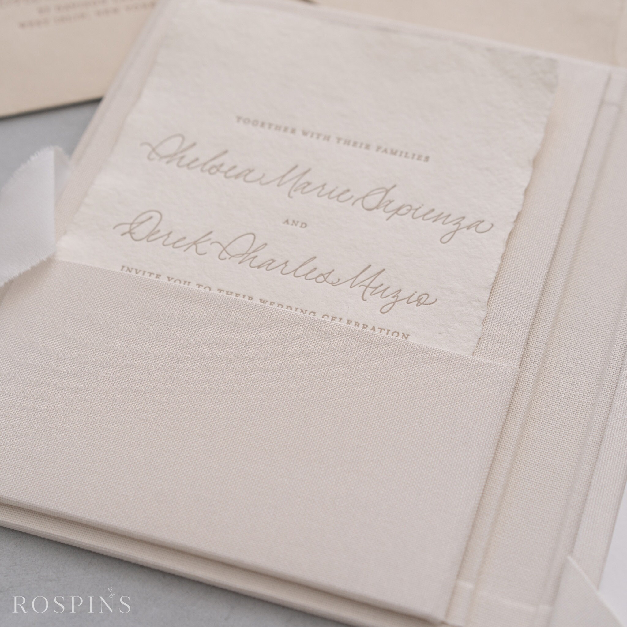 Linen Invitation Folio - Creamy White | Custom Size | Foil Stamped With ...