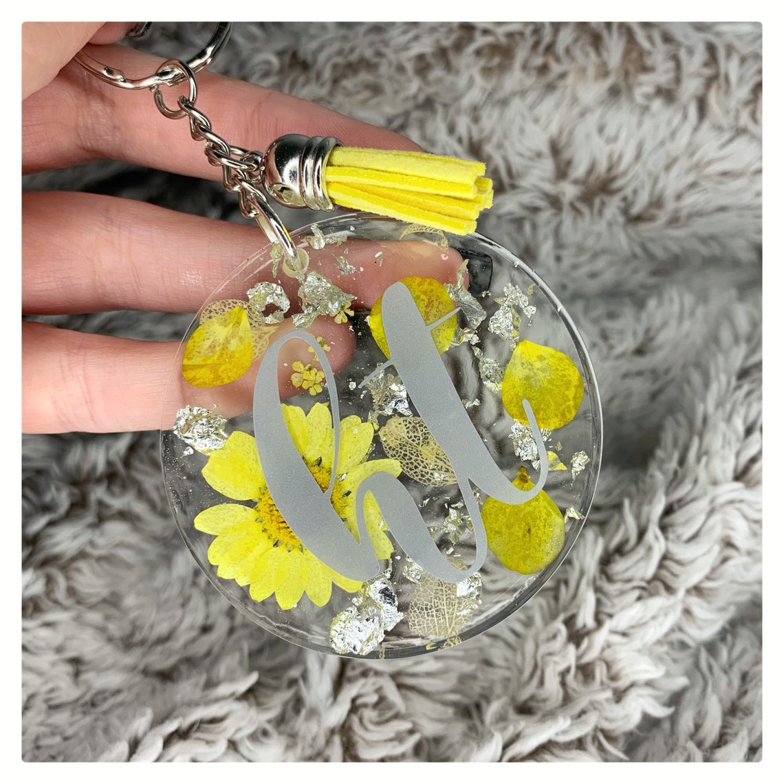 Pressed Flower Personalised Keyring / Keychain / Resin Pressed Etsy