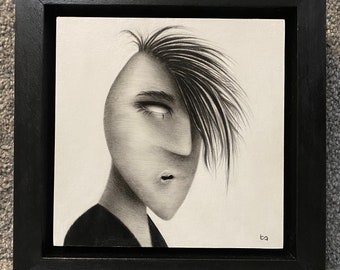 Surrealism Portrait, ‘Anxiety’, Mixed Media, Original Artwork