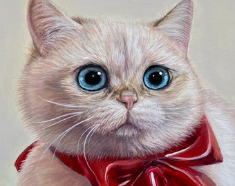 Custom Cat Painting from your Photo, Original Hand Painted Cat Portrait, Pet Gift, Pet Portrait Artist for Hire, Pet Commission by Ben Atkin