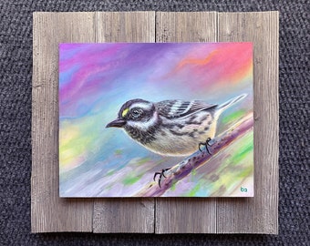 Painting of a Black-throated Gray Warbler