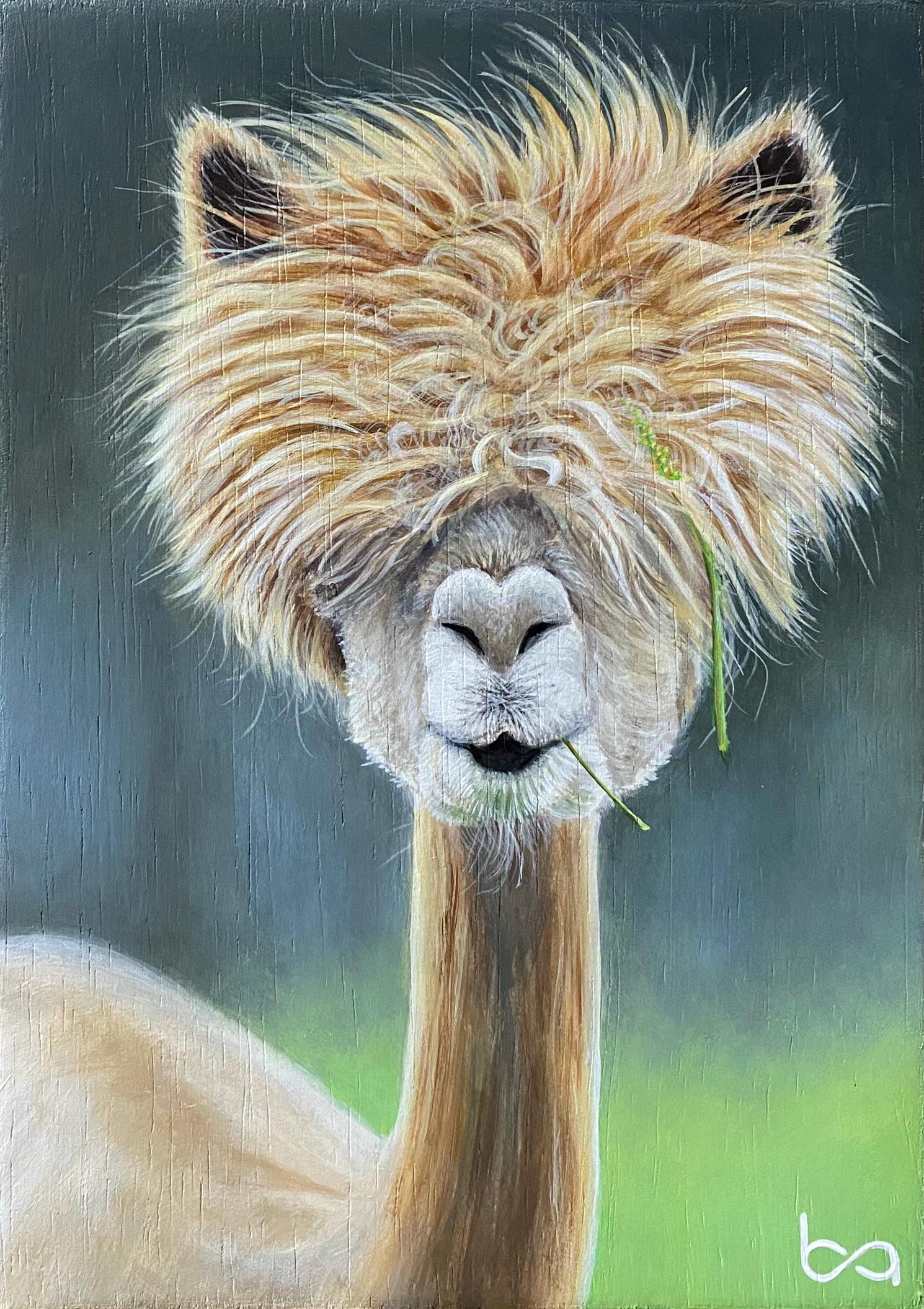 手作りアルパカの肖像画：5x7インチのアクリルアート作品 - Etsy 日本