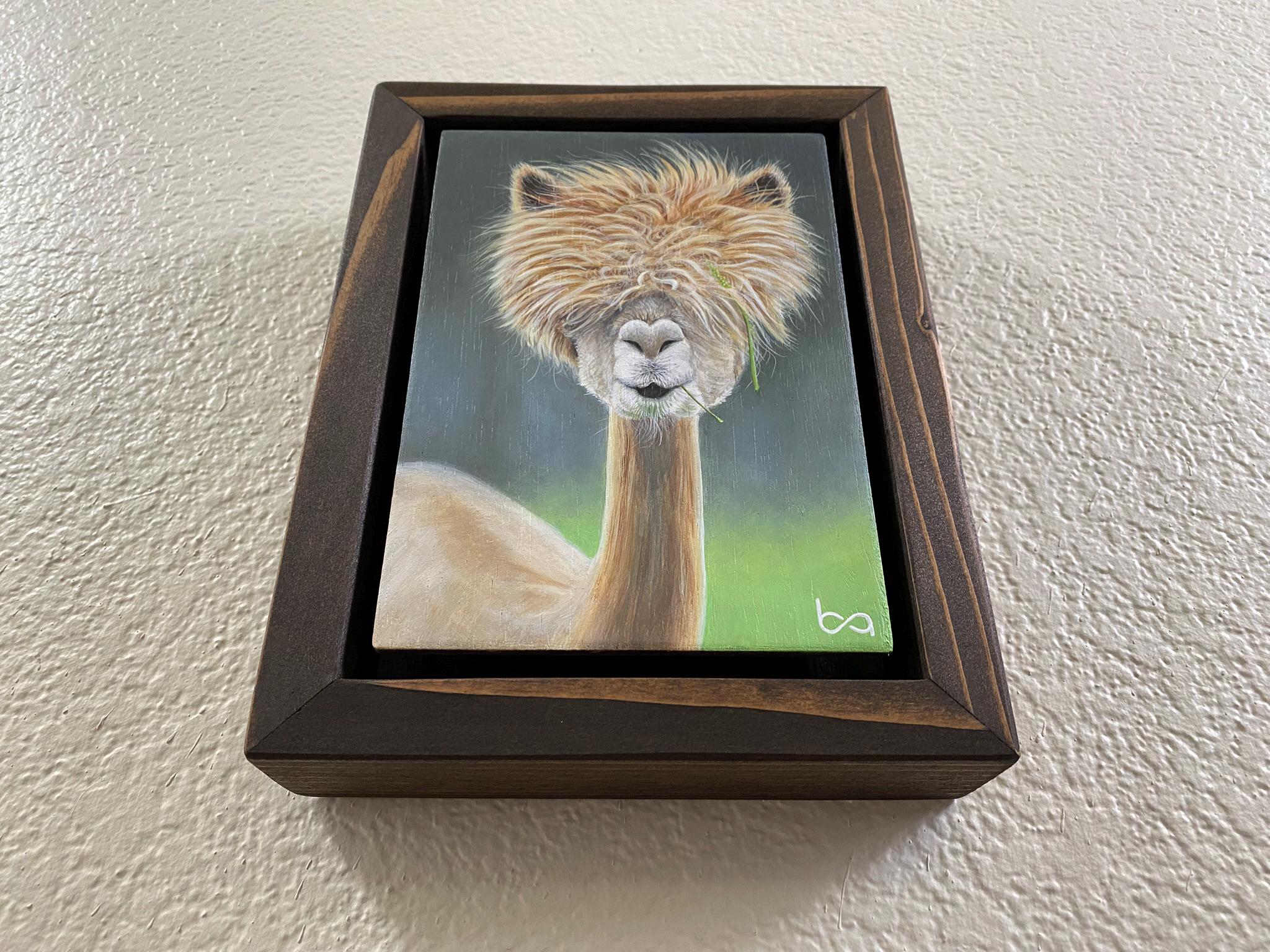 手作りアルパカの肖像画：5x7インチのアクリルアート作品 - Etsy 日本